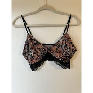 Intimately Free People‎ Brown Black Lace Racerback Bralette Size Medium